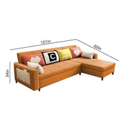 Denis 5 Seater RHS L Shape Sofa Set for Living Room (Orange Fabric) Premium Fabric Sofa