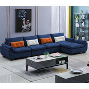 Abner 6 Seater L Shape Sofa for Living Room Color - Blue | Right Side Sofa.