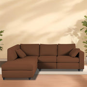 Dorian LHS 4 Seater L Shape Sofa Set for Living Room (Brown Fabric) Premium Fabric Sofa