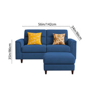 Casaliving Nancy 2 Seater with Ottoman Sofa Set for Living Room (Black Colour) Premium Fabric Sofa Set