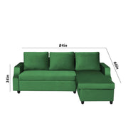 Asper RHS 4 Seater L Shape Sofa Set for Living Room (Green Fabric) Premium Fabric Sofa