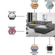 Viva RHS 6 Seater L Shape Sofa Set for Living Room (Grey) Premium Fabric Sofa