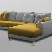 Viva RHS 6 Seater L Shape Sofa Set for Living Room (Yellow Grey) Premium Fabric Sofa