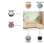 Blustin LHS 4 Seater L Shape Sofa Set for Living Room (Cream Fabric) Premium Fabric Sofa