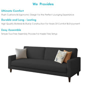 Kaven 3 Seater Sofa Set for Living Room (Black Colour Fabric) Premium Fabric Sofa