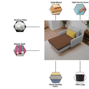 Vive 1 Seater Lounge Sofa for Living Room (Brown Grey Colour) Premium Fabric Sofa