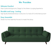 Francois 3 Seater Convertible Sofa Cum Bed for Living Room (Green Fabric) Premium Fabric Sofa