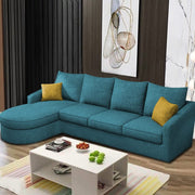Shrank Round Lounger L Shape 6 Seater Sofa Set for Living Room (Turquise) Fabric Sofa | LHS