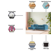 Vesco LHS 4 Seater L Shape Sofa Set for Living Room (Turquise) Premium Fabric Sofa