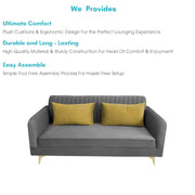 Deren 3 Seater Sofa Set for Living Room (Dark Grey Colour) Premium Fabric Sofa