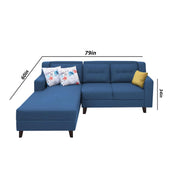 Lifestyle 4 Seater LHS L Shape Sofa Set for Living Room - (Blue Fabric) Premium Fabric Sofa Set