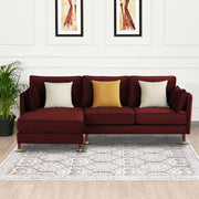 Croosen LHS 4 Seater L Shape Sofa Set for Living Room (Maroon Colour) Premium Velvet Fabric