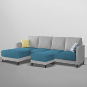 Swaloni LHS 6 Seater L Shape Sofa Set with Center Table for Living Room (Turquise Grey) Premium Fabric Sofa