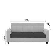 Marco 3 Seater Sofa Set for Living Room (Black Grey Colour) Premium Fabric Sofa