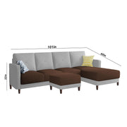 Swaloni RHS 6 Seater L Shape Sofa Set with Center Table for Living Room (Brown Grey) Premium Fabric Sofa