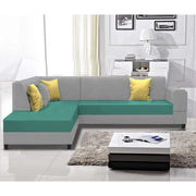 Rio 6 Seater L Shape Sofa for Living Room | Color - Teal Grey Leatherette | Left Side Sofa