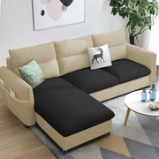 Andon 4 Seater L Shape Sofa Set for Living Room (Cream Black Fabric) Left Side Sofa