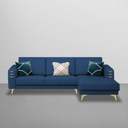 Falco RHS 4 Seater L Shape Sofa Set for Living Room (Blue Fabric) Premium Fabric Sofa
