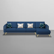 Falco RHS 6 Seater L Shape Sofa Set for Living Room (Blue Fabric) Premium Fabric Sofa