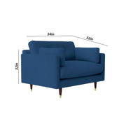 Grover 1 Seater Sofa Set for Living Room (Blue Fabric) Premium Fabric Sofa