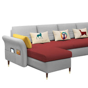 Ventos LHS 6 Seater L Shape Sofa Set for Living Room (Maroon Grey) Premium Velvet Fabric