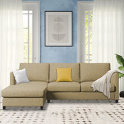 Hanery 4 Seater L Shape Sofa Set for Living Room | Colour - Cream Fabric