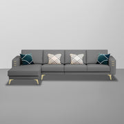 Falco LHS 6 Seater L Shape Sofa Set for Living Room (Dark Grey Fabric) Premium Fabric Sofa