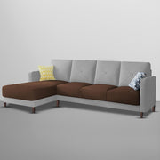 Swaloni LHS 6 Seater L Shape Sofa Set for Living Room (Brown Grey) Premium Fabric Sofa