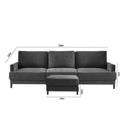 Oudrey 3 Seater Sofa Set with Center Table for Living Room (Black Colour) Premium Fabric Sofa