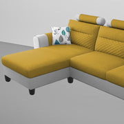Lanorome LHS 4 Seater L Shape Sofa Set for Living Room- (Yellow Grey) Premium Fabric Sofa