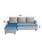 Asper LHS 4 Seater L Shape Sofa Set for Living Room (Turquise Grey Fabric) Premium Fabric Sofa