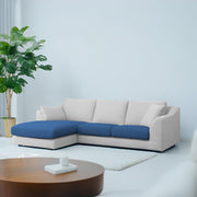 Cortina LHS 4 Seater L Shape Sofa Set for Living Room (Blue Grey Fabric) Premium Fabric Sofa