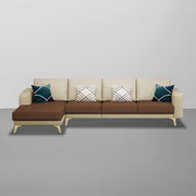 Falco LHS 6 Seater L Shape Sofa Set for Living Room (Cream Brown Fabric) Premium Fabric Sofa
