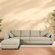 Dorian LHS 6 Seater L Shape Sofa Set for Living Room (Cream Fabric) Premium Fabric Sofa