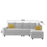 Inclair RHS 6 Seater L Shape Sofa Set for Living Room (Grey Fabric) Premium Fabric Sofa