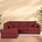 Dorian LHS 4 Seater L Shape Sofa Set for Living Room (Maroon Fabric) Premium Fabric Sofa