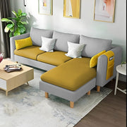 Asser RHS 4 Seater L Shape Sofa Set for Living Room (Yellow Grey) Premium Fabric Sofa
