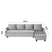 Asper RHS 6 Seater L Shape Sofa Set for Living Room (Grey Fabric) Premium Fabric Sofa