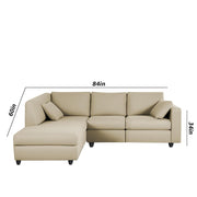 Dorian LHS 4 Seater L Shape Sofa Set for Living Room (Cream Fabric) Premium Fabric Sofa