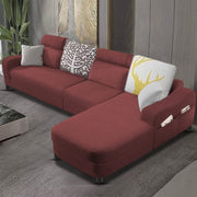 Amanda RHS 6 Seater L Shape,Sofa Set for Living Room (Maroon Fabric)