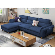Hudson 4 Seater L Shape Sofa Set for Living Room (Dark Blue Fabric) Left Side