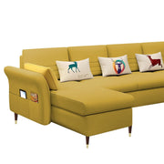 Ventos LHS 6 Seater L Shape Sofa Set for Living Room (Yellow) Premium Velvet Fabric