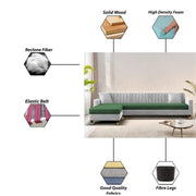 Garcia LHS 6 Seater L Shape Sofa Set for Living Room (Black Grey - Colour) Premium Fabric Sofa Set