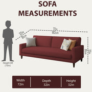 Kaven 3 Seater Sofa Set for Living Room (Maroon Colour Fabric) Premium Fabric Sofa