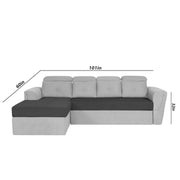 Elvi LHS 6 Seater L Shape Sofa Set for Living Room (Black Grey Fabric) Premium Fabric Sofa