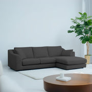 Cortina RHS 4 Seater L Shape Sofa Set for Living Room (Black Colour Fabric) Premium Fabric Sofa
