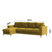 Charmi LHS 6 Seater L Shape Sofa Set for Living Room (Yellow Fabric) Premium Fabric Sofa