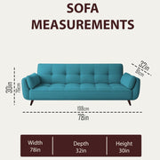 Francois 3 Seater Convertible Sofa Cum Bed for Living Room (Turquise Fabric) Premium Fabric Sofa