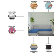 Fracher LHS 4 Seater L Shape Sofa Set for Living Room (Blue Grey Fabric) Premium Fabric Sofa