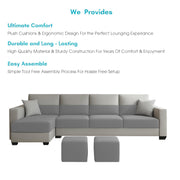 Aden LHS 6 Seater L Shape Sofa Set with 2 Puffy for Living Room (Dark Grey Grey Colour Fabric) Premium Fabric Sofa Set for Living Room